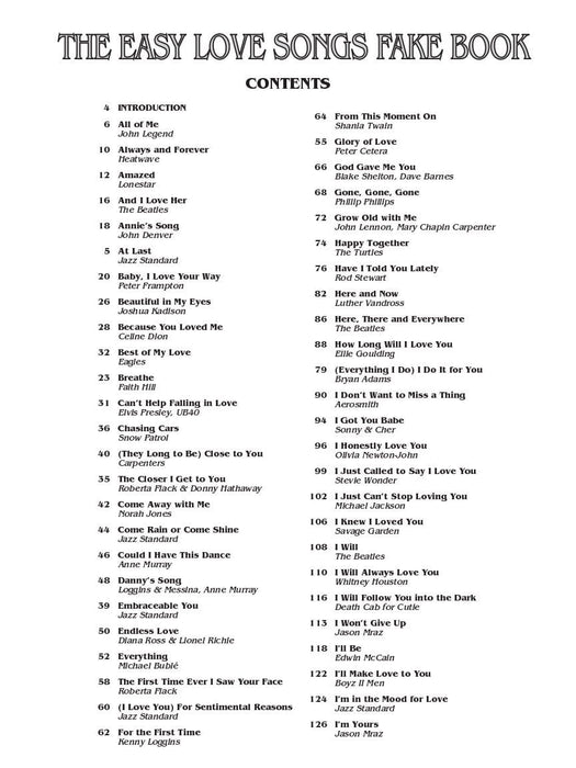 The Easy Love Songs Fake Book Melody, Lyrics & Simplified Chords in the Key of C 費克 旋律 | 小雅音樂 Hsiaoya Music