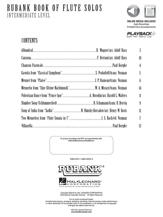 Rubank Book of Flute Solos - Intermediate Level Book with Online Audio (stream or download) 長笛 | 小雅音樂 Hsiaoya Music