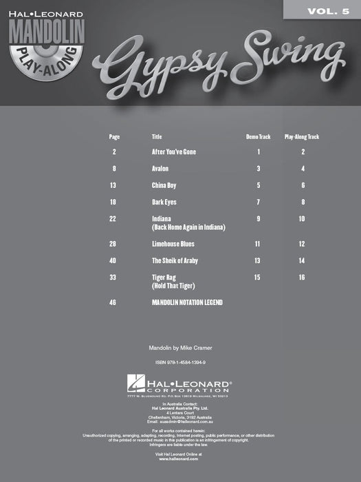Gypsy Swing Mandolin Play-Along Volume 5 曼陀林琴 | 小雅音樂 Hsiaoya Music