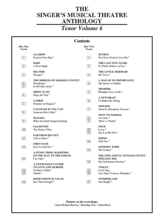 The Singer's Musical Theatre Anthology - Volume 6 Tenor Accompaniment CDs 伴奏 | 小雅音樂 Hsiaoya Music