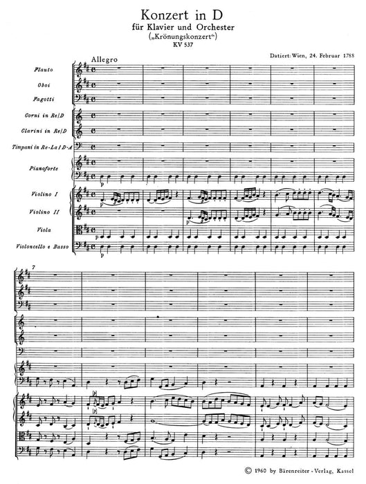 Concerto for Piano and Orchestra Nr. 26 D major K. 537 "Coronation Concerto" 莫札特 協奏曲 鋼琴 管弦樂團 加冕協奏曲 騎熊士版 | 小雅音樂 Hsiaoya Music