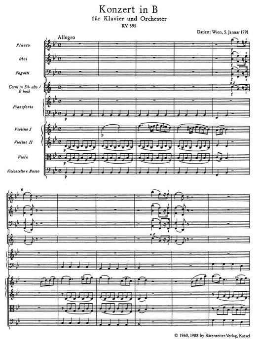 Concerto for Piano and Orchestra Nr. 27 B-flat major K. 595 莫札特 協奏曲 鋼琴 管弦樂團 騎熊士版 | 小雅音樂 Hsiaoya Music