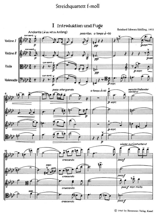 String Quartet f-Moll (1932) 弦樂四重奏 騎熊士版 | 小雅音樂 Hsiaoya Music