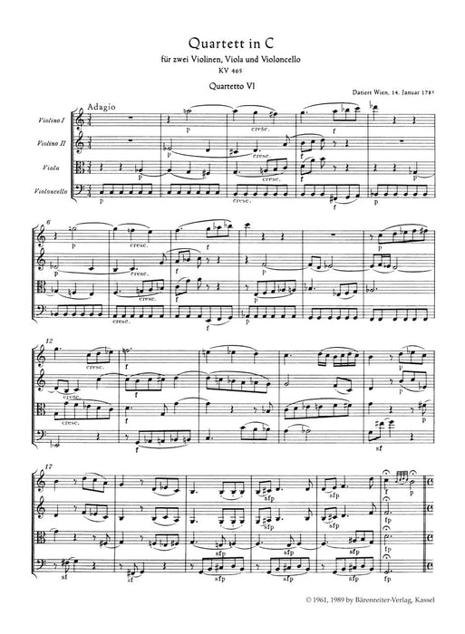 String Quartet C-Dur KV 465 "Dissonanzen-Quartett" 莫札特 弦樂四重奏 騎熊士版 | 小雅音樂 Hsiaoya Music