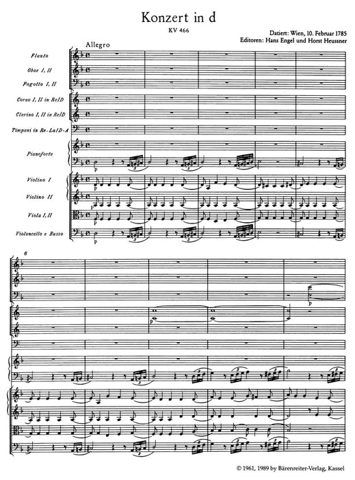 Concerto for Piano and Orchestra Nr. 20 D minor K. 466 莫札特 協奏曲 鋼琴 管弦樂團 騎熊士版 | 小雅音樂 Hsiaoya Music