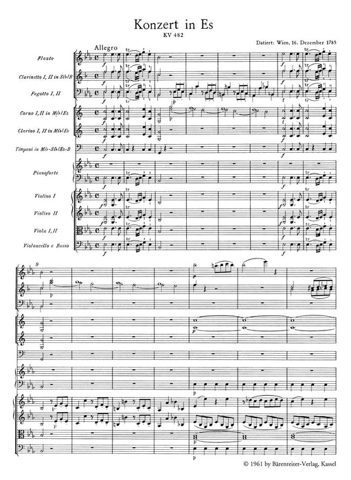 Concerto for Piano and Orchestra E-flat major K. 482 莫札特 協奏曲 鋼琴 管弦樂團 騎熊士版 | 小雅音樂 Hsiaoya Music