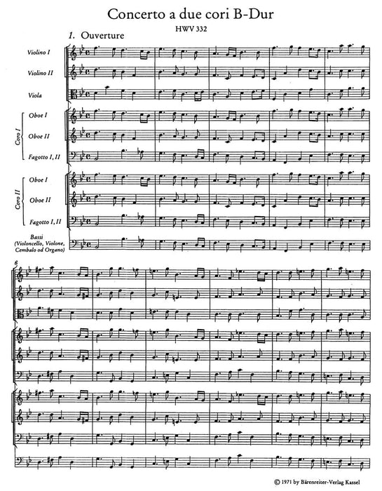 Concerto a due cori B-Dur HWV 332 -Konzert für 2 wind instr.chöre und Streicher- 韓德爾 協奏曲 管樂 騎熊士版 | 小雅音樂 Hsiaoya Music