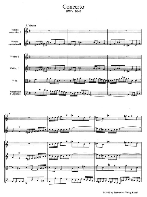 Concerto for two Violins, Strings and Basso continuo in D minor BWV 1043 巴赫約翰瑟巴斯提安 協奏曲 小提琴 弦樂 騎熊士版 | 小雅音樂 Hsiaoya Music