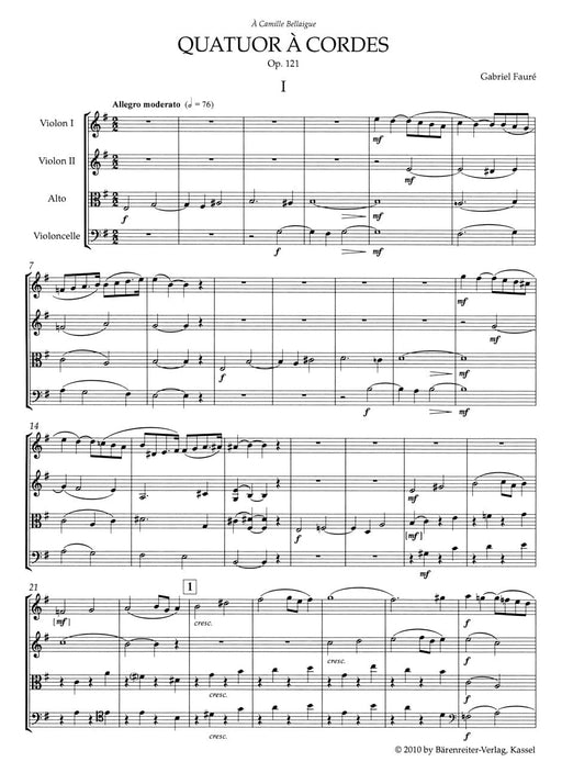 String Quartet op. 121 佛瑞 弦樂四重奏 騎熊士版 | 小雅音樂 Hsiaoya Music