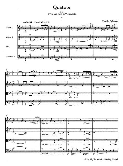 Quartet for 2 Violins, Viola and Violoncello op. 10 德布西 四重奏 小提琴 中提琴 大提琴 騎熊士版 | 小雅音樂 Hsiaoya Music
