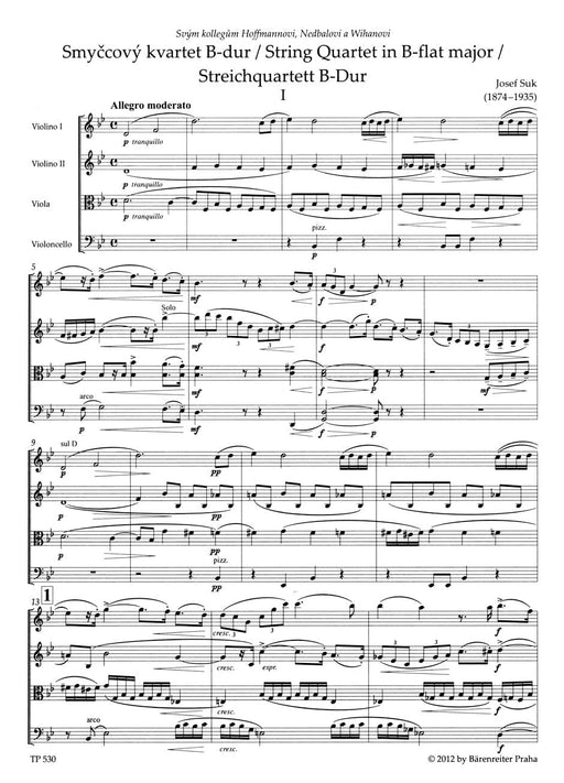 String Quartet Nr. 1 B-flat major op. 11 蘇克 弦樂四重奏 騎熊士版 | 小雅音樂 Hsiaoya Music