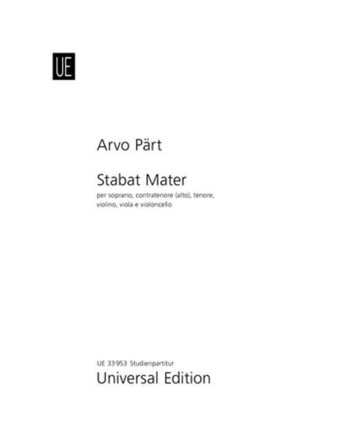 Stabat Mater Score 佩爾特．阿爾沃 聖母悼歌總譜 總譜 環球版 | 小雅音樂 Hsiaoya Music