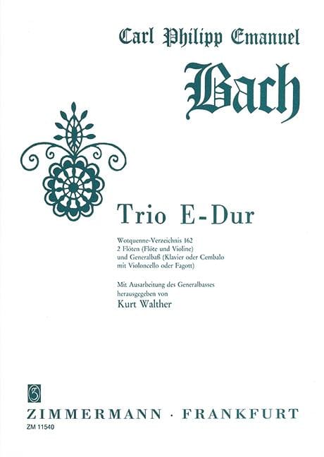 Trio E major WV 162 巴赫卡爾‧菲利普‧艾曼紐 三重奏大調 長笛 2把以上加鋼琴 齊默爾曼版 | 小雅音樂 Hsiaoya Music