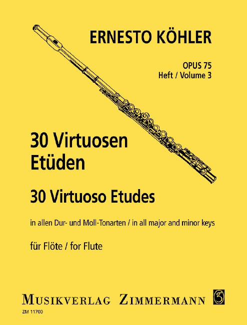 30 Virtuoso Etudes in all major and minor keys op. 75 Heft 3 練習曲 大調小調 長笛教材 齊默爾曼版 | 小雅音樂 Hsiaoya Music