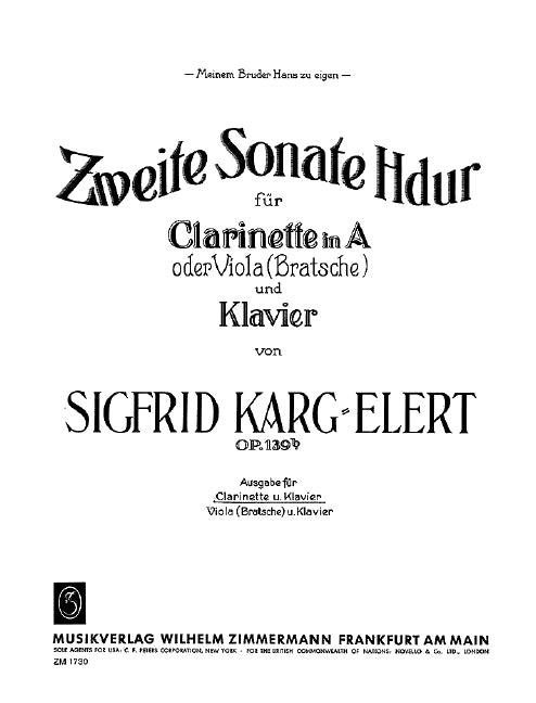 2. Sonata B major op. 139b 卡爾格－艾勒特 奏鳴曲大調 豎笛 1把以上加鋼琴 齊默爾曼版 | 小雅音樂 Hsiaoya Music