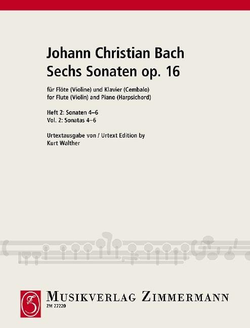 Six Sonatas op. 16 Heft 2 Nr. 4-6 巴赫約翰‧克里斯提安 奏鳴曲 小提琴加鋼琴 齊默爾曼版 | 小雅音樂 Hsiaoya Music