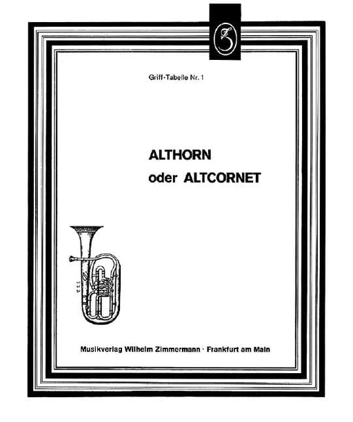 Table of Fingering for Alto Horn or Alto Cornet 中音號中音短號 小號教材 齊默爾曼版 | 小雅音樂 Hsiaoya Music