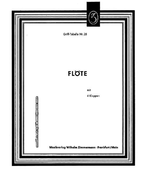 Grifftabelle für Flöte (4 Klappen) 長笛教材 齊默爾曼版 | 小雅音樂 Hsiaoya Music