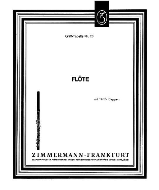 Grifftabelle für Flöte (12 bis 15 Klappen) 長笛教材 齊默爾曼版 | 小雅音樂 Hsiaoya Music