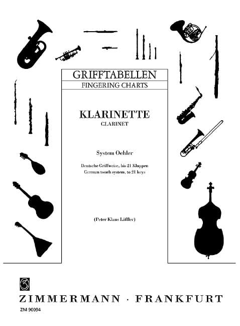 Fingering Chart for Clarinet Oehler system up to 21 keys, d.e. German system 譜表 譜表 豎笛教材 齊默爾曼版 | 小雅音樂 Hsiaoya Music