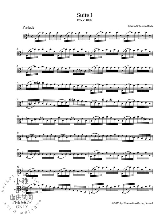 Six Suites for Violoncello solo BWV 1007-1012 arranged for Viola solo 巴赫约翰瑟巴斯提安  大提琴无伴奏改编给中提琴 骑熊士版