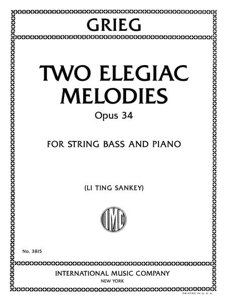 Two Elegiac Melodies, Opus 34 葛利格 作品 低音大提琴獨奏 國際版 | 小雅音樂 Hsiaoya Music