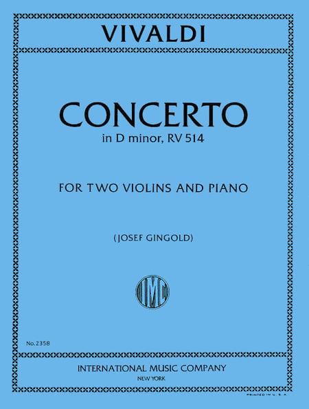 Concerto in D minor, RV 514 韋瓦第 協奏曲 小調 小提琴 (2把以上含鋼琴伴奏) 國際版 | 小雅音樂 Hsiaoya Music