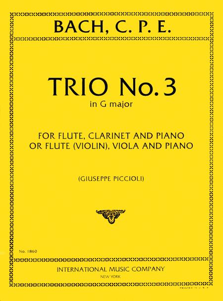Trio No. 3 in G major for Flute, Clarinet & Piano or Flute (Violin), Viola & Piano 巴赫卡爾‧菲利普‧艾曼紐 三重奏 大調長笛鋼琴長笛小提琴鋼琴 | 小雅音樂 Hsiaoya Music