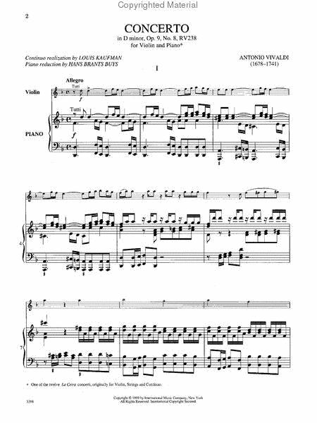 Concerto in D minor, RV 238 (Opus 9, No. 8) 韋瓦第 協奏曲 小調 作品 小提琴 (含鋼琴伴奏) 國際版 | 小雅音樂 Hsiaoya Music