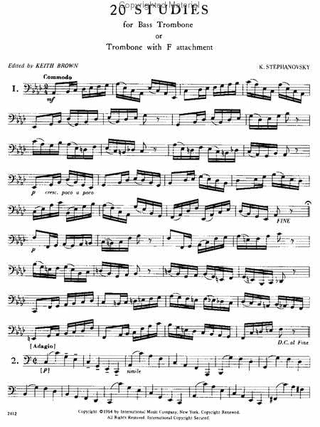 20 Studies for Bass Trombone or Trombone with F attachment 練習曲 長號獨奏 國際版 | 小雅音樂 Hsiaoya Music