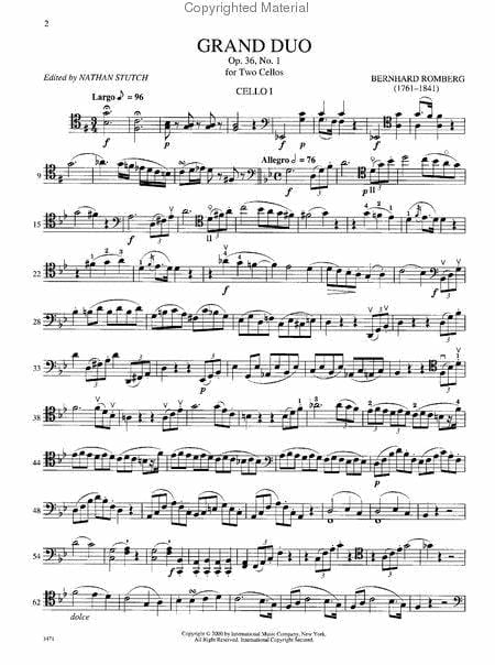 Grand Duo, Opus 36, No. 1 隆貝爾格伯恩哈德 二重奏作品 雙大提琴 國際版 | 小雅音樂 Hsiaoya Music