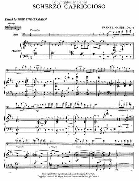 Scherzo Capriccioso, Opus 72 (solo tuning) 詼諧曲隨想曲作品 低音大提琴 (含鋼琴伴奏) 國際版 | 小雅音樂 Hsiaoya Music
