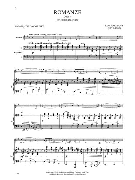 Romanze, Op. 4 浪漫曲 小提琴 (含鋼琴伴奏) 國際版 | 小雅音樂 Hsiaoya Music