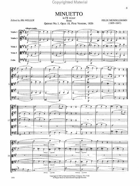 Minuette in F-sharp minor, Quintet No.1, Opus 18 first version (with 2 Violas) 孟德爾頌．菲利克斯 小步舞曲 升記號五重奏作品 中提琴 | 小雅音樂 Hsiaoya Music