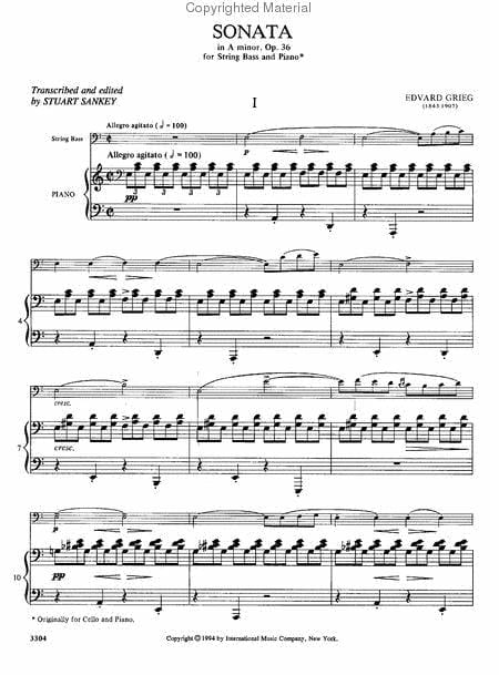 Sonata in A minor, Opus 36 (solo tuning) 葛利格 奏鳴曲 小調作品 低音大提琴 (含鋼琴伴奏) 國際版 | 小雅音樂 Hsiaoya Music