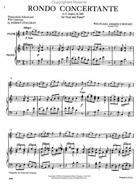 Rondo Concertante in C Major, K. 269 莫札特 迴旋曲 大調 長笛 (含鋼琴伴奏) 國際版 | 小雅音樂 Hsiaoya Music