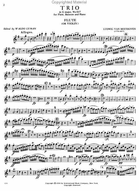 Trio in G Major, WoO 37 for Flute (or Violin), Bassoon (or Cello) & Piano 貝多芬 三重奏 大調 長笛小提琴 大提琴鋼琴 | 小雅音樂 Hsiaoya Music