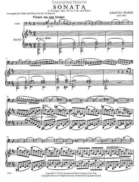 Sonata in D Major, Opus 78. Transcribed by Brahms 布拉姆斯 奏鳴曲 大調作品 大提琴 (含鋼琴伴奏) 國際版 | 小雅音樂 Hsiaoya Music