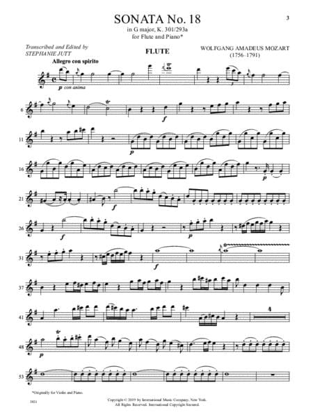Sonata No. 18 in G Major, K. 301/293a 莫札特 奏鳴曲 大調 長笛 (含鋼琴伴奏) 國際版 | 小雅音樂 Hsiaoya Music