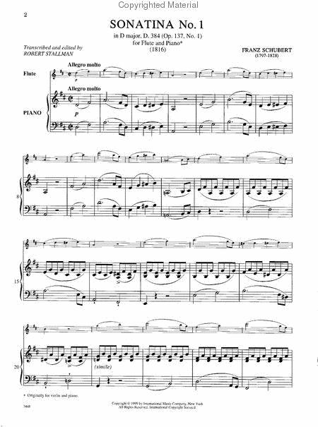 Sonata No.1 in D, D. 384, (Op. 137, No.1) (STALLMAN) 舒伯特 奏鳴曲 長笛 (含鋼琴伴奏) 國際版 | 小雅音樂 Hsiaoya Music