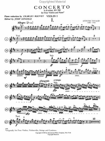 Concerto in B minor, RV 580 (Op. 3, No. 10) 韋瓦第 協奏曲 小調 小提琴 (2把以上含鋼琴伴奏) 國際版 | 小雅音樂 Hsiaoya Music