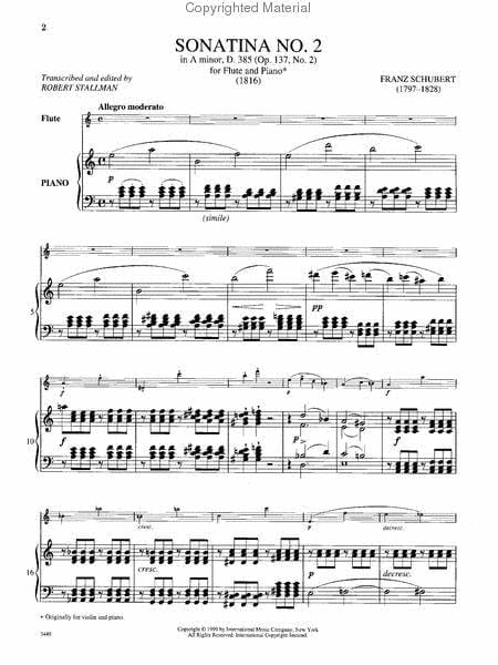 Sonata No.2 in A minor. 385, (Opus 137, No.1) 舒伯特 奏鳴曲 小調作品 長笛 (含鋼琴伴奏) 國際版 | 小雅音樂 Hsiaoya Music