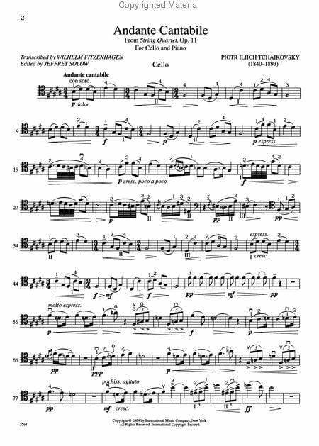 Andante Cantabile, Opus 11 柴科夫斯基彼得 行板作品 大提琴 (含鋼琴伴奏) 國際版 | 小雅音樂 Hsiaoya Music