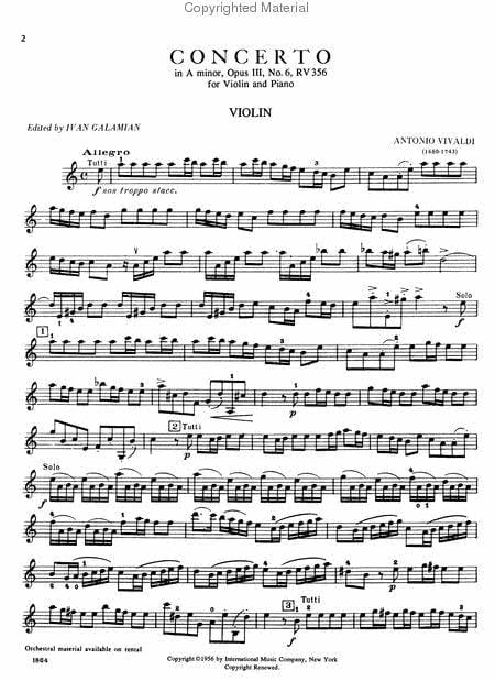 Concerto in A minor, RV 356 (Op. 3, No. 6) 韋瓦第 協奏曲 小調 小提琴 (含鋼琴伴奏) 國際版 | 小雅音樂 Hsiaoya Music