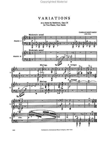 Variations on a Theme by Beethoven, Opus 35 聖桑斯 變奏曲 主題 作品 雙鋼琴 國際版 | 小雅音樂 Hsiaoya Music
