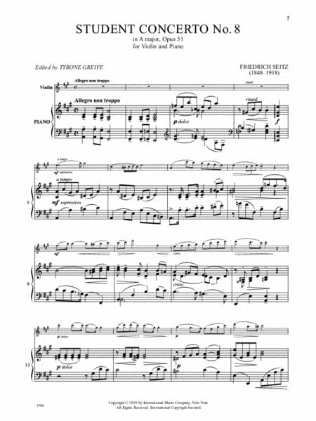 Student Concerto No.8, in A Major, Op. 51 協奏曲 大調 小提琴 (含鋼琴伴奏) 國際版 | 小雅音樂 Hsiaoya Music
