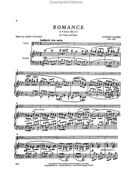 Romance in F minor, Op. 11 德弗札克 浪漫曲 小調 小提琴 (含鋼琴伴奏) 國際版 | 小雅音樂 Hsiaoya Music