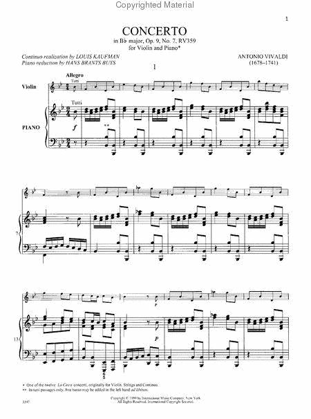 Concerto in B-flat Major, RV 359 (Opus 9, No. 7) 韋瓦第 協奏曲 大調 作品 小提琴 (含鋼琴伴奏) 國際版 | 小雅音樂 Hsiaoya Music