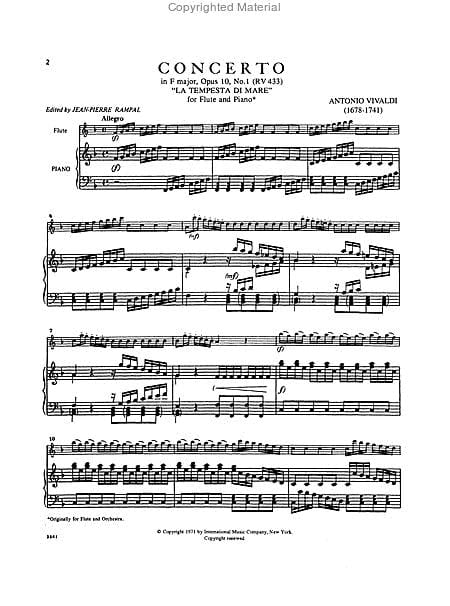 Concerto in F Major, RV 433 La Tempesta di Mare 韋瓦第 協奏曲 大調 長笛 (含鋼琴伴奏) 國際版 | 小雅音樂 Hsiaoya Music