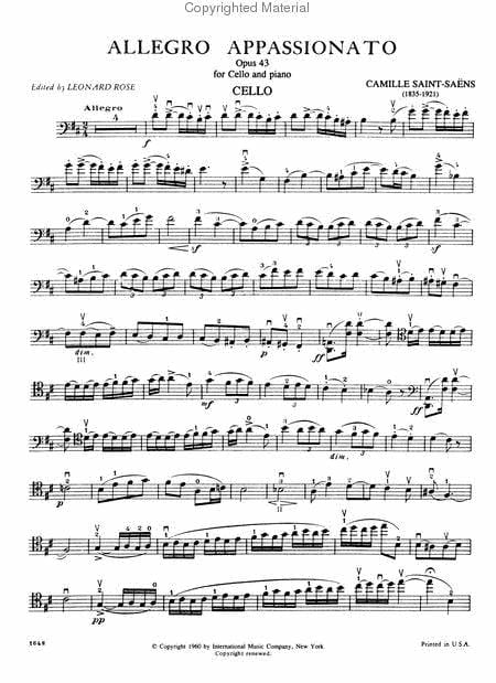 Allegro Appassionato, Op. 43 聖桑斯 熱情快版 大提琴 (含鋼琴伴奏) 國際版 | 小雅音樂 Hsiaoya Music